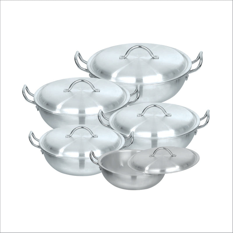 Tmvel tmvel sonex aluminium metal finish global cooking pot set with lids  6pc set - 2.5, 3.5, 5, 6.5, 9, 11 liters