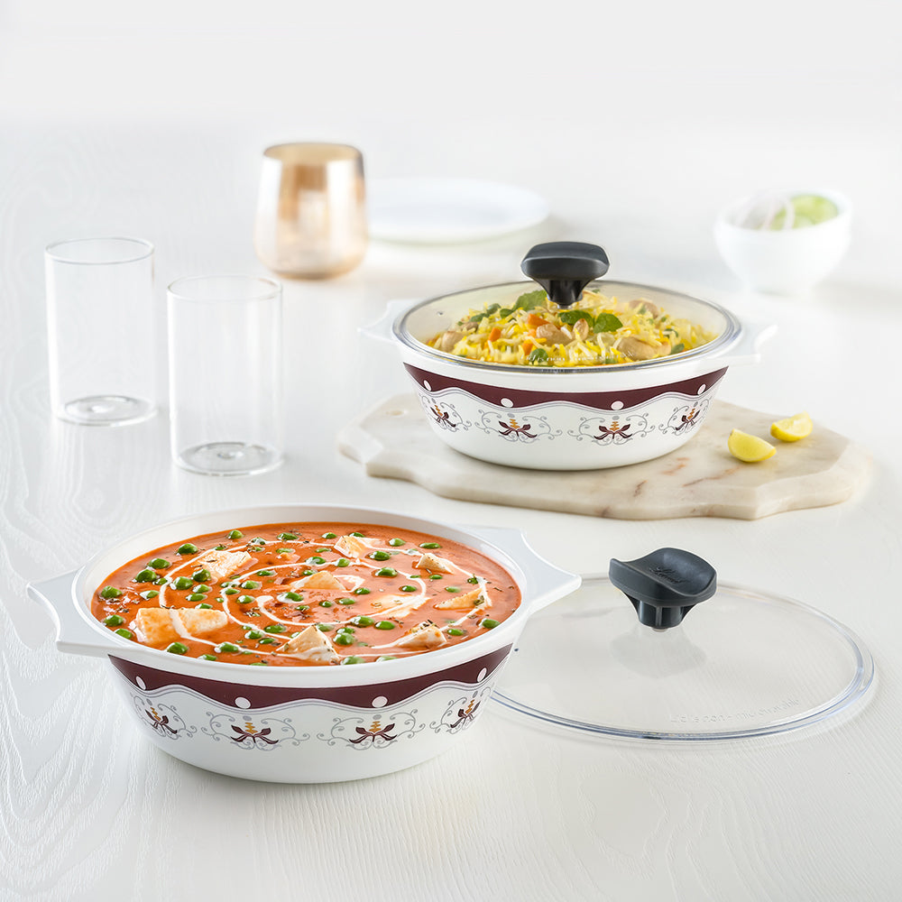Tmvel Crescent Insulated Casserole Hot Pot - Insulated Serving Bowl with Lid - Food Warmer - 3 Pcs Set