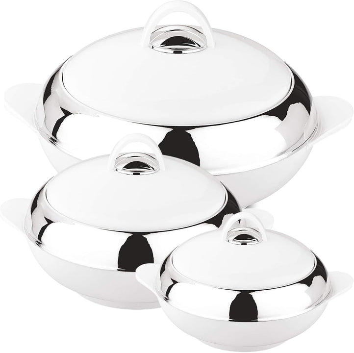 Set of 3 Thermal Hot/Cold Serving Bowls with Lids 