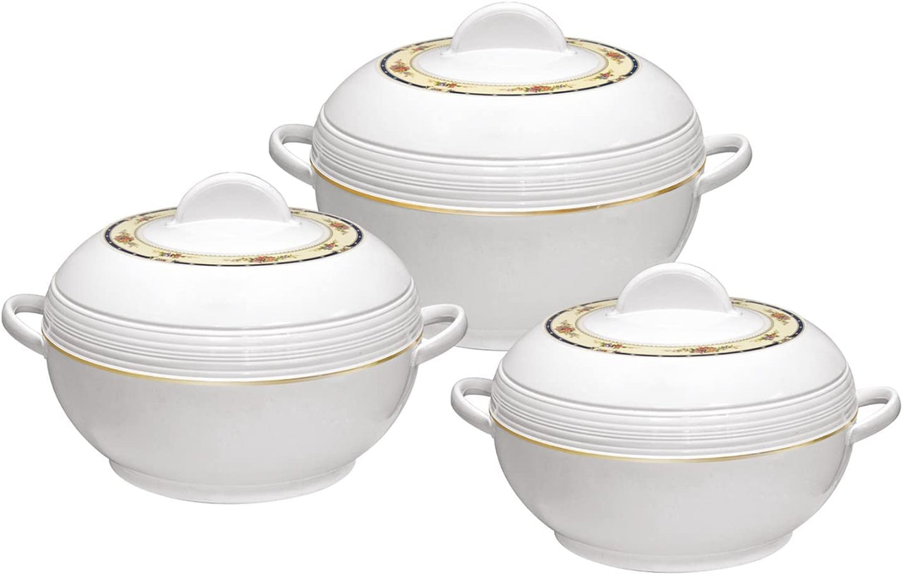 Tmvel Crescent Insulated Casserole Hot Pot - Insulated Serving Bowl with Lid - Food Warmer - 3 Pcs Set